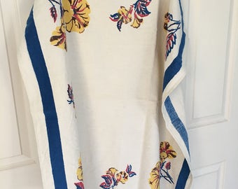 Vintage Tablecloth, Screen Printed Organic