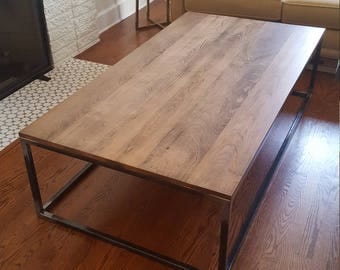 Steel Frame Coffee Table. Maple Hardwood Top