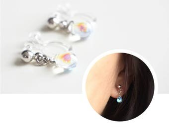 Invisible Clip On Earrings. Non-pierced Earrings. U-Clip Earrings. Mermaid Tear Earrings. Clear Hologram Teardrop Earrings. Raindrop Post