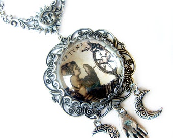Wheel of Fortune, Tarot Card Necklace, Pagan Necklace, Tarot Jewelry, Tarot Necklace, Wheel of Fortune Necklace, Necklace, Pagan gift
