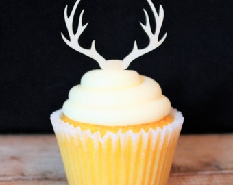 Deer Antlers Cupcake Topper for Rustic Wedding, Birthday, Retirement, Baby Shower, Party, Western Theme