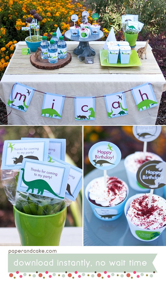 Dinosaur Dig Birthday PRINTABLE Birthday Party Collection - You Customize EDITABLE TEXT >> Instant Download | Paper and Cake Il_570xn