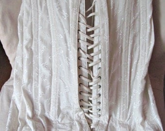 Vintage girdle, vintage bustier, made in USA, laced corset, steel boned corset, cotton corset, waist cincher, lace up corset