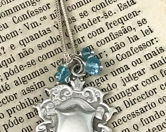 Antique English sterling silver sports medal and apatite necklace