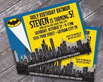 Superhero Party Invitations - Building Blocks Superhero Birthday, Superhero Party | Editable Text - DIY Instant Download PDF Printable