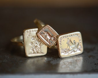 Victorian double-sided wax seal ring ∙ 10K wax signet ring ∙ Jean Jean Cachet Collection