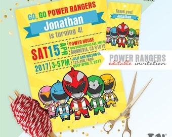 Power Rangers INSTANT DOWNLOAD Editable Invitation / Power Rangers Invitation / EDITABLE Power Rangers Invitation