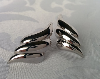Vintage Oscar de la Renta Earrings Silver Tone