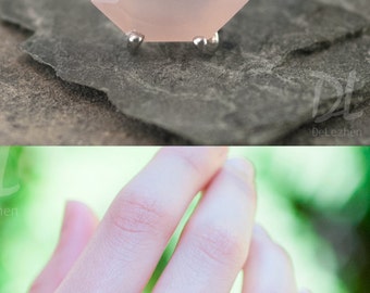 Pink Chalcedony Ring Sterling Silver, October Birthstone Ring, Pink Stone Ring, Stacking Ring, Rose Quartz Ring, Marquise Ring, Dainty Ring