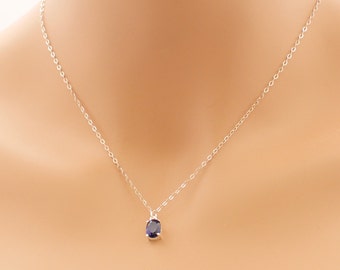 Sapphire Necklace, Sapphire Oval, Sterling Silver, September Birthstone, Sapphire Jewelry, Sapphire Pendant, Sapphire Gift, BeadXS, For Her
