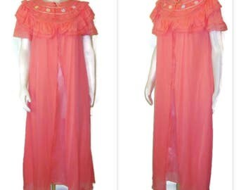 60s Pink Negligee New with Tag Negligee Pink Nightie 1960s Pink Nightgown Sexy Lingerie New Nightie Pink Lingerie Lace Trimmed Nightie