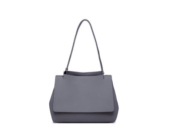 Grey genuine leather messenger bag / grey messenger bag / grey leather work bag / grey leather shoulder bag