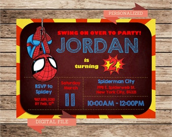 Superhero Spiderman Party Invitation, Spiderman Invitation, Spiderman Boy Birthday Invitation, Superhero Boy Invitation, Digital File