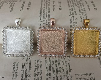 Walk me down the aisle Wedding bouquet charm 20mm Rhinestone pendant setting DIY Jewelry for gift for bride Silver, Rose Gold, Gold