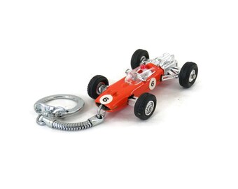 1967 Formula One Race Car Orange Die Cast Metal Keychain Honda V12 Jetwheels Politoys Penny Series