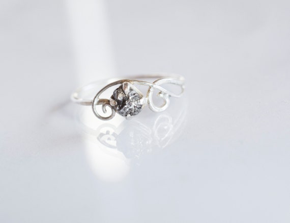 Meteorite Ring in Sterling Silver and Campo del Cielo - Engagement Ring Textured by MirielDesign steampunk buy now online Meteorite Ring in Sterling Silver and Campo del Cielo - Engagement Ring Textured by MirielDesign steampunk buy now online
