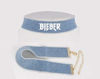 Bieber Necklace - Justin Bieber - Purpose Tour - Purpose Tour Merch - Black Choker - Choker Necklace - Denim Choker - Jean Choker - Choker