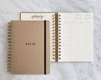 Custom Academic Planner | 2017-2018 | personalized student planner | kraft daily planner | agenda book