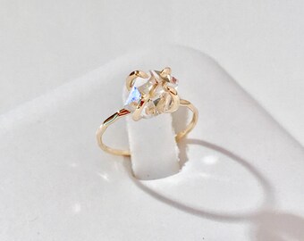Herkimer Diamond Ring, 14k Diamond Ring, 14k Herkimer Diamond Ring, Natural/ Raw Diamond Ring, 14k Engagement Ring, 14k Promise Ring