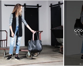Pacco bag black shoulder bag crossbody bag tote bag zipped up pockets oversized city bag everyday handbag vegan bag faux leather