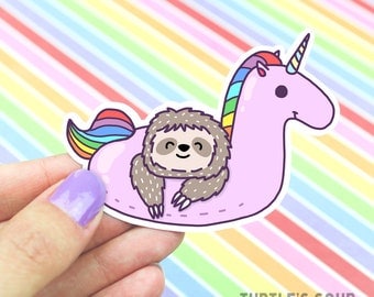Sloth Sticker, Cute Unicorn Sticker, Rainbow Sticker,Skateboard Sticker, Decorative Stickers ,Pool Party Sticker, Kawaii Unicorn, Pool Float