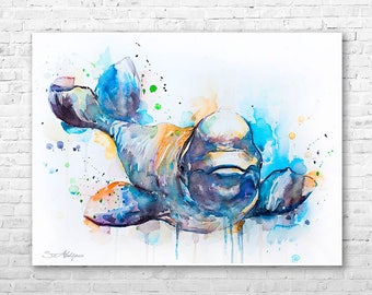Beluga Whale watercolor painting print by Slaveika Aladjova, art, animal, illustration, Sea art, sea life art, home decor, Wall art