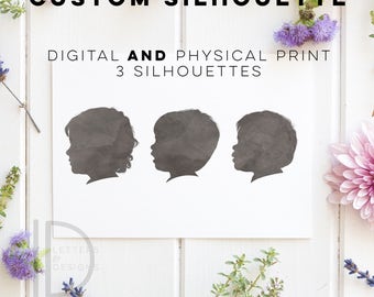 Child Silhouette - Custom Silhouette - Watercolor Silhouette - Custom Silhouette