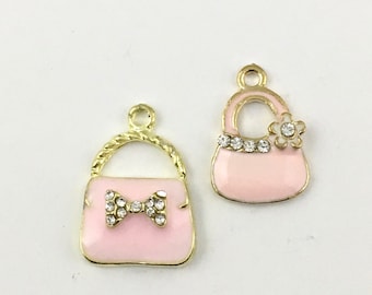2 handbag gold tone and enamel / 21mm to 25mm #Ch 525