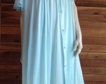 Vintage Lingerie 1970s Aqua GILEAD Nightgown (5906) and Robe (4906) Set Large