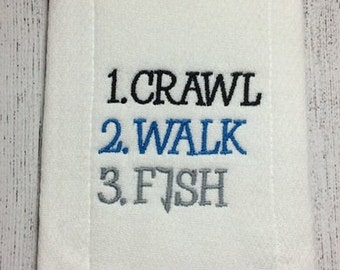 Crawl Walk Fish Embroidery Design 4x4 -INSTANT DOWNLOAD-