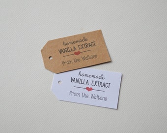 Personalized Kraft or White Label Tags - Small Custom Gift Tags - Homemade Vanilla Extract