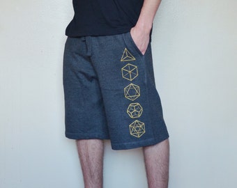 Platonic Solids Sweat Shorts - Men's Shorts - Sacred Geometry Shorts - Glow in the Dark Festival Shorts - Mens Workout Shorts