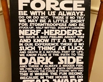 14x18 CANVAS In this house we do STAR WARS, Star Wars Quotes, Star Wars Art, Star Wars Canvas