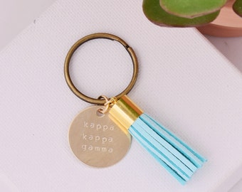 Kappa Kappa Gamma Sorority Keychain, Personalized Kappa Sorority Key Chain, KKG Sorority Tassel Keychains, Big Little Keychain