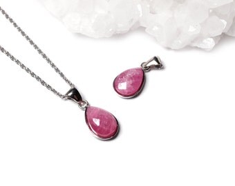 Petite Genuine Ruby Necklace - Natural Ruby Jewelry, Red Gemstone Necklace, Delicate Necklace, Affordable Jewelry