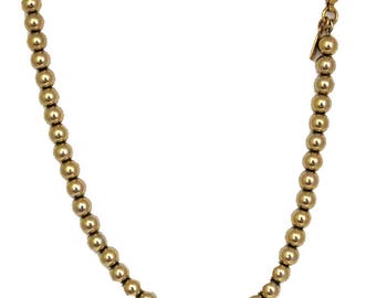Vtg Monet Necklace Bead Goldtone Strung on Tiny Chain