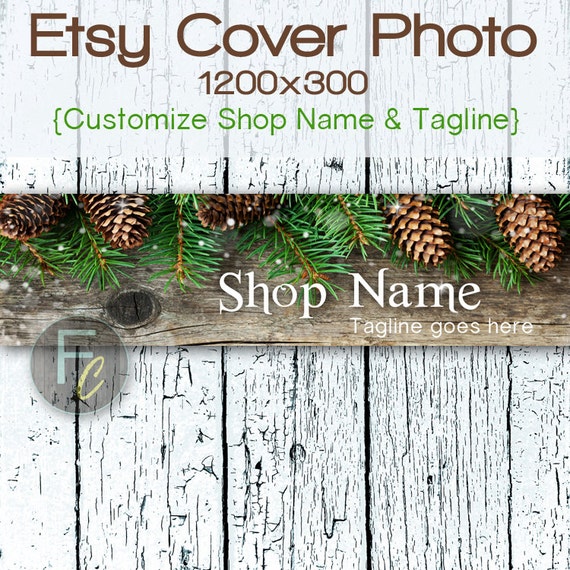 Etsy Shop Cover Photo 1200x300 Premade Winter Design Pine