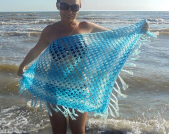 blue shawl boho scarf wool shawl big scarf bridesmaids shawl blue clothing lace shawl women scarf romantic shawl knit capelet blue stole Ї06