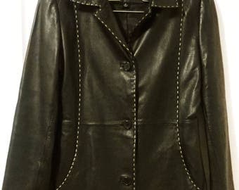 Stylish and Very Chic Black Vintage Leather Jacket