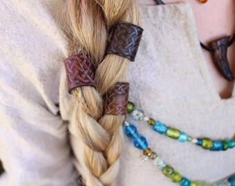 Large Leather Viking Hair/Beard Bead