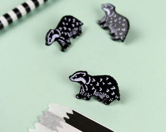 Badger Pin // Soft Enamel Pin // Lapel Pin // Cute Pin // Badger Gift // Animal Pin // Hufflepuff Pin // Hufflepuff Badger