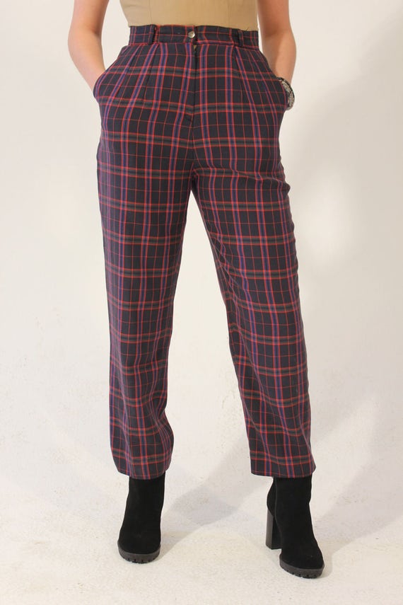 blue black plaid pants