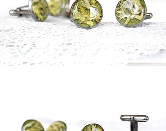 Birthday gift for men Gift for him cuff links for men Gift for father Green Cuff Links for him gift for boyfriend Gift husband gift brother