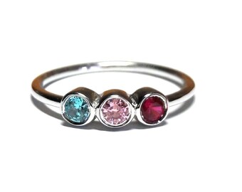 Birthstone Mothers Ring-Birthstone Ring-Mothers Ring-Family Ring-Personalized Birthstone Ring-925K Silver Birthstone Ring