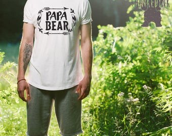 Papa Bear Shirt Tshirt V-neck Tank T-shirt Tee Pregnancy Announcement Grandparents Reveal est. 2017 Baby Shower Daddy to Be Gift Idea Hubby