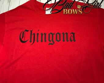 Chingona vinyl unisex shirt pink white