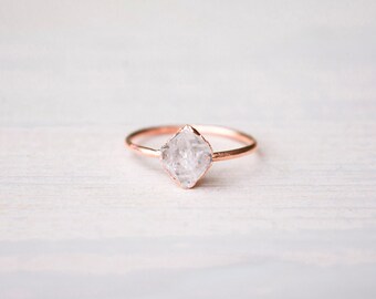 Herkimer diamond ring - Herkimer ring - Crystal ring - Raw crystal ring - Crystal quartz ring - Diamond quartz ring - Rough crystal ring