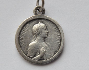Saint Joan of Arc Medal - Antique French Medal Pendant Charm by E. Dropsy - 19th century - French Religious Jewelry