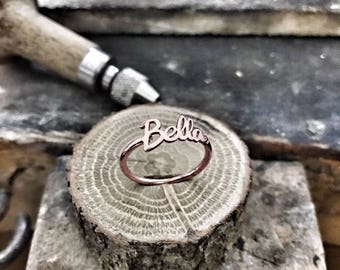 custom name rings bridesmaid gift personalized gift baby girl name baby boy name kids initial ring silver rose gold ring bridesmaid jewelry