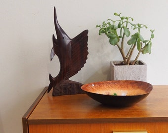 Mid century wooden figure swordfish vintage danish design teak 1960s figure out wood made in Denmark XL size 26 cm